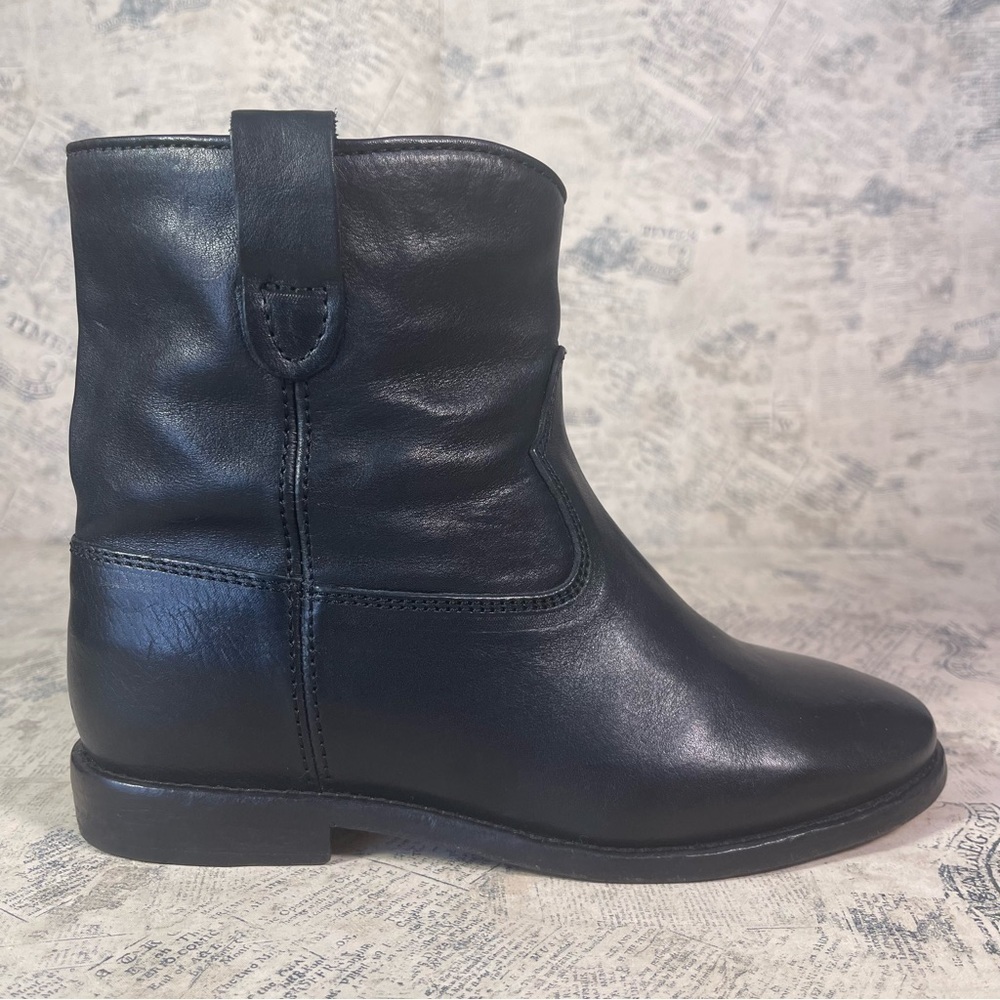 Isabel Marant Étoile Crisi Black 100% Calfskin Leather Hidden Wedge Ankle Boots